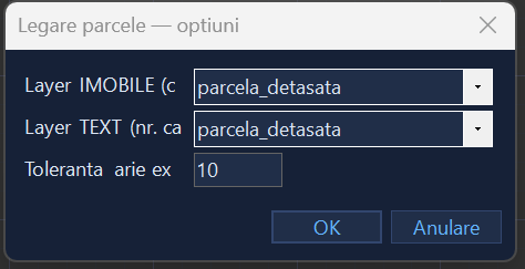 Leaga parcele - optiuni